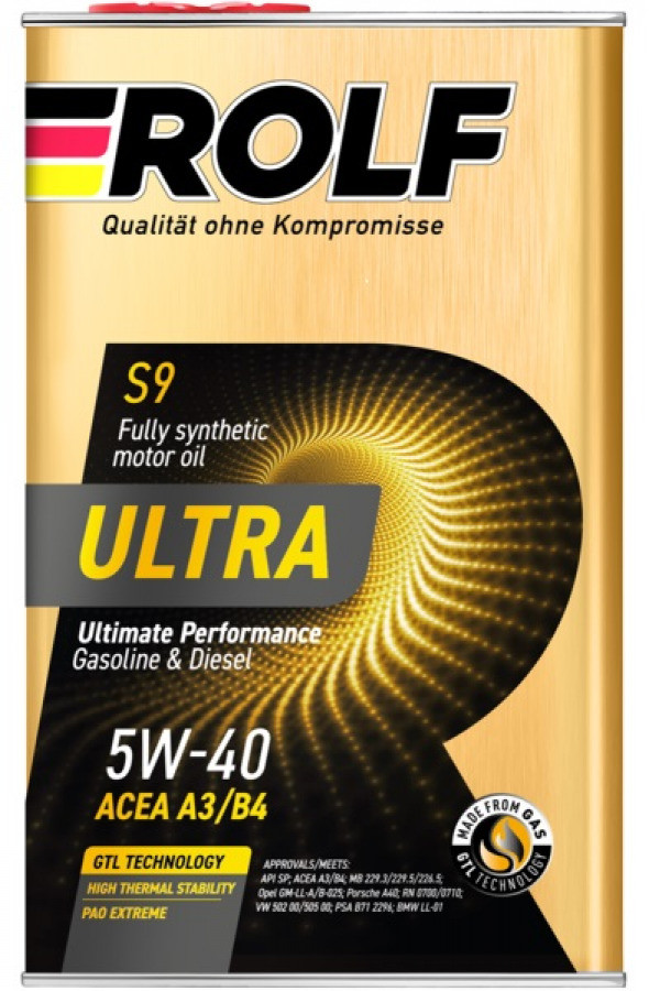 ROLF ULTRA SAE 5W-40 ACEA A3/B4 API SP, (металл), 4L, артикул Mobil 323106