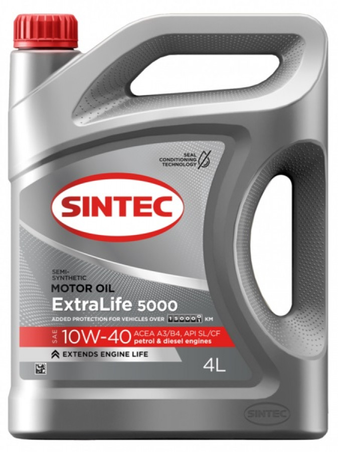 SINTEC ExtraLife 5000 10W-40 A3/B4, 4L, артикул Mobil 600252