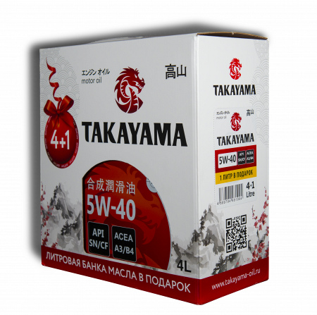 TAKAYAMA SAE 5W-40 API SN/CF, ACEA A3/B4, 4L+1L, артикул Mobil 605131